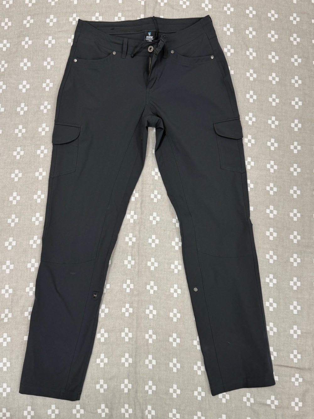 Kuhl Women's Black Straight-Leg cargo free flex pants.